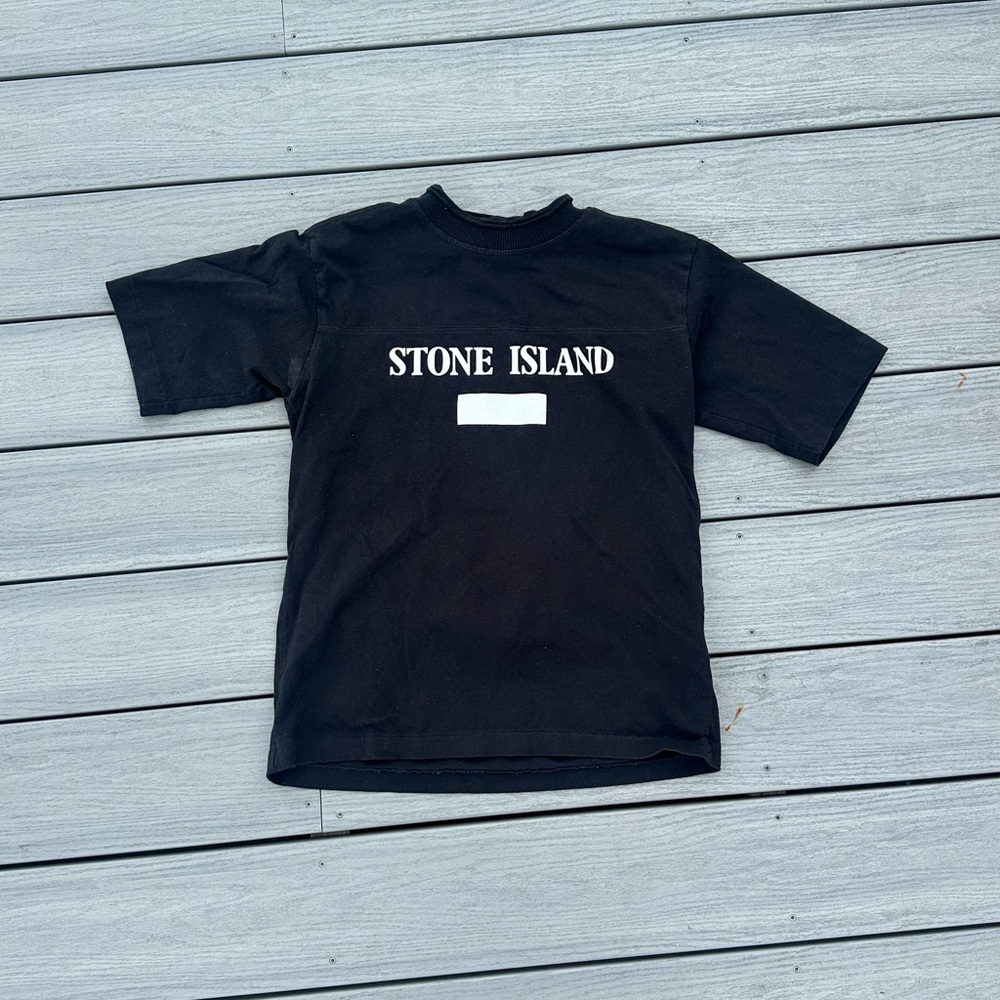 Stone Island Black Tee with Reflective Logo